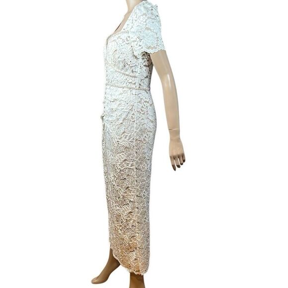 Self-Portrait Cream Cord Lace Diamanté Midi Dress Size US 6 / UK 10 NWT (035) - Picture 8 of 16